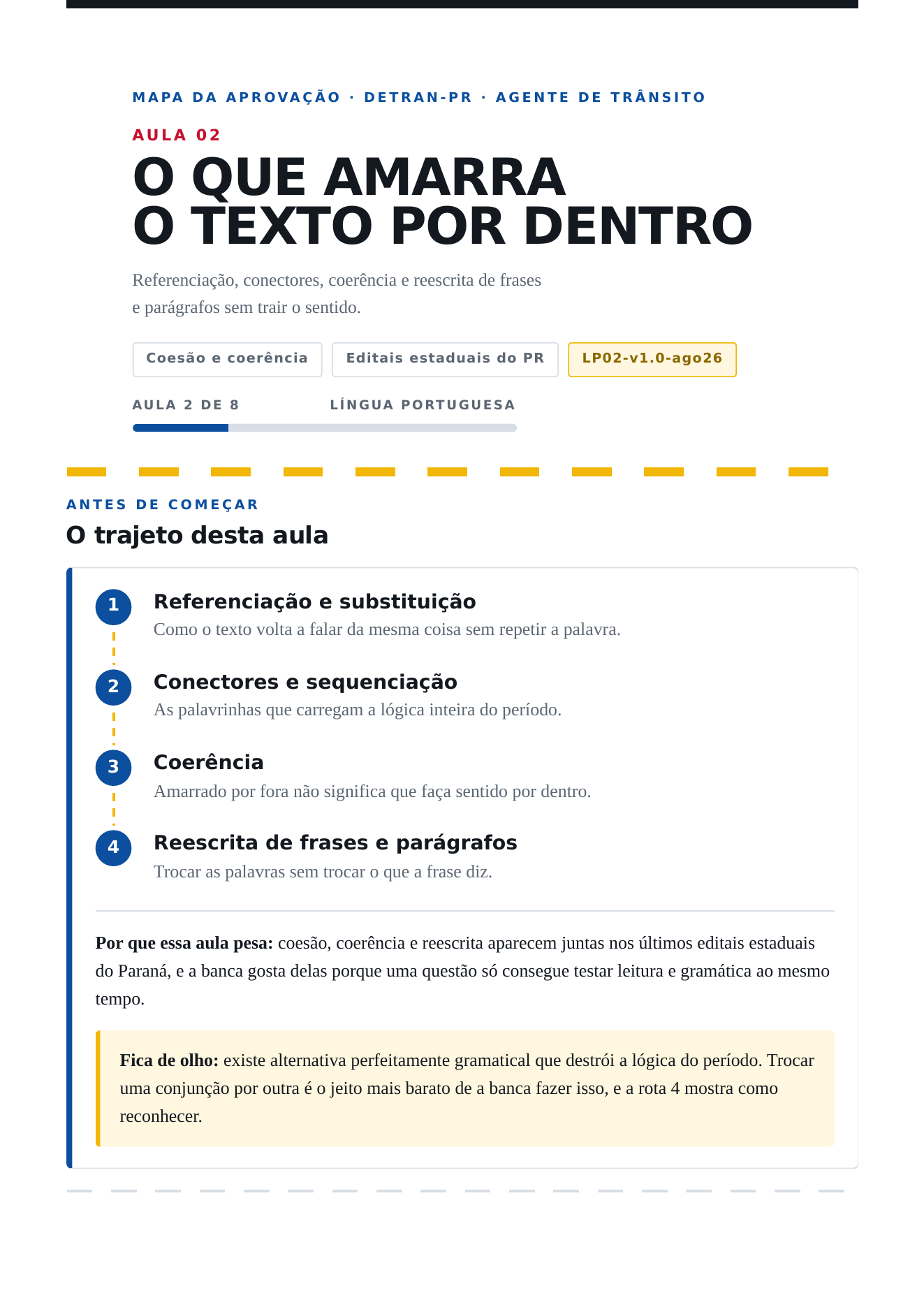 Página real de sessão de Língua Portuguesa